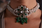 Open Setting Choker with Green Stone